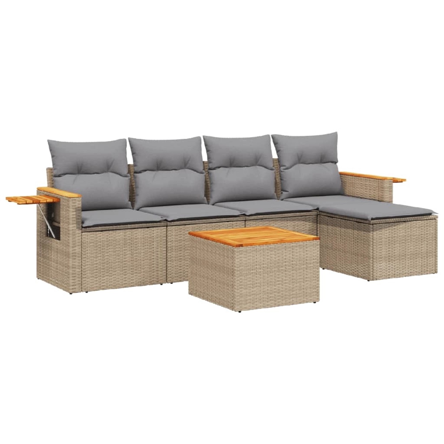 vidaXL 6-Tlg Garten-Sofagarnitur mit Kissen Beige Poly Rattan 3259168 günstig online kaufen