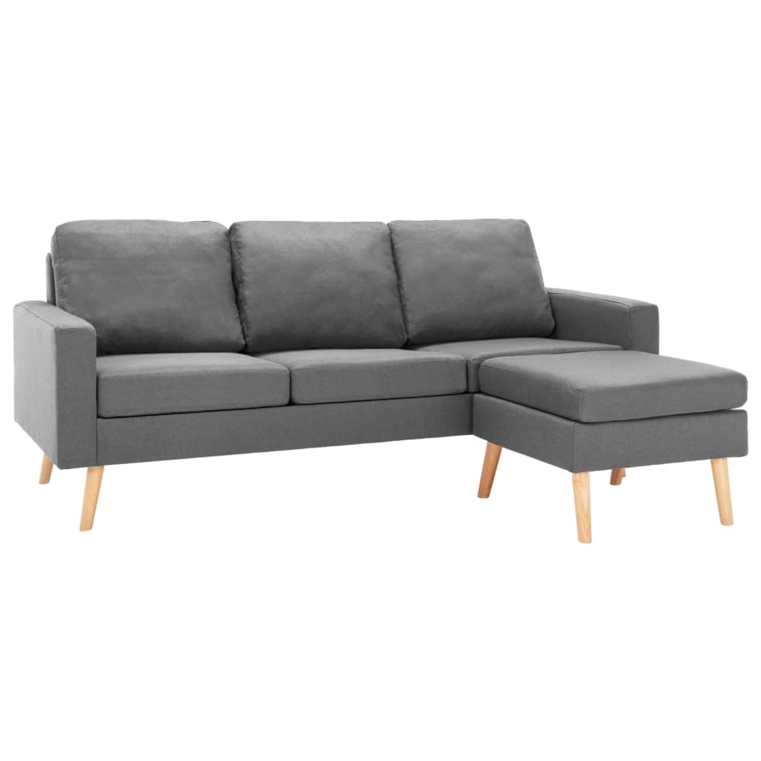 vidaXL 3-Sitzer-Sofa mit Hocker Hellgrau Stoff günstig online kaufen