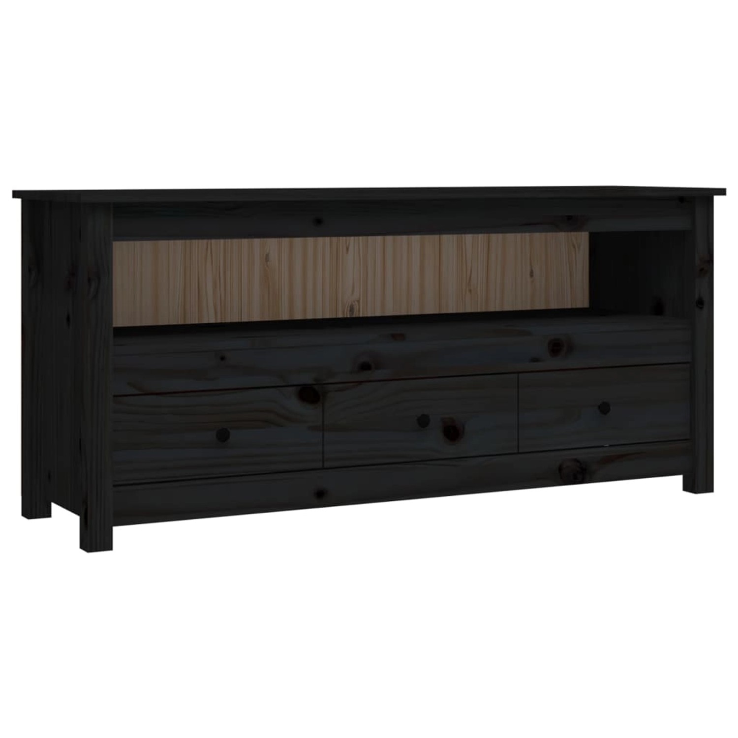 VidaXL TV-Schrank Schwarz 114x35x52 cm Massivholz Kiefür günstig online kaufen