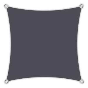 Quadratisches, anthrazitfarbenes Toldoro Sonnensegel aus PES mit UV-Schutz und Ösen.