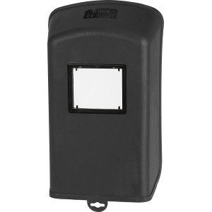 Schwarzes LUX Schweißerschutzschild Comfort aus ABS-Kunststoff mit Sichtfenster für Schweißarbeiten.