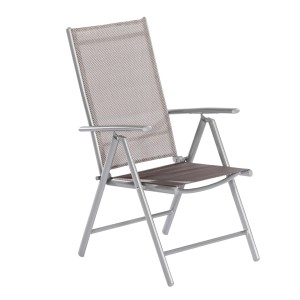 Merxx Amalfi Klappsessel 2er-Set, diamantbraun, mit Textilbespannung und Aluminiumgestell.