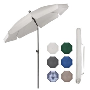 Sekey Balkonschirm 200 cm, weiß, mit Schutzhülle. Ideal für Balkon und Garten.