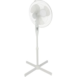 Weißer Standventilator mit Ø 40 cm, höhenverstellbar und 3 Geschwindigkeitsstufen für optimale Kühlung.