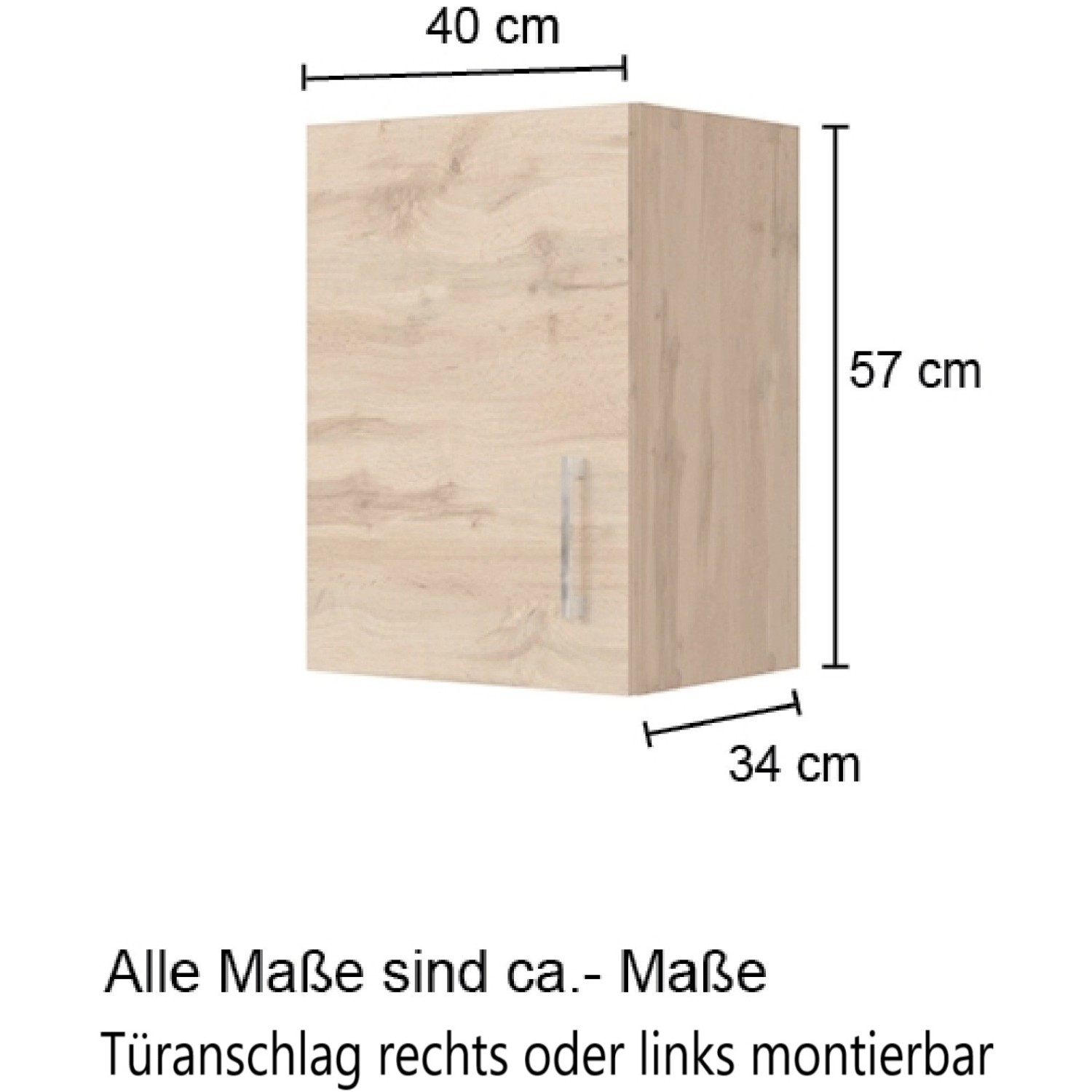 Held Möbel Hängeschrank Sorrento, 40x57x34 cm, Anthrazit-Wotaneiche Dekor, Küchenschrank.