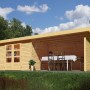 Karibu Holz-Gartenhaus Boras mit Flachdach und Anbau, unbehandelt.