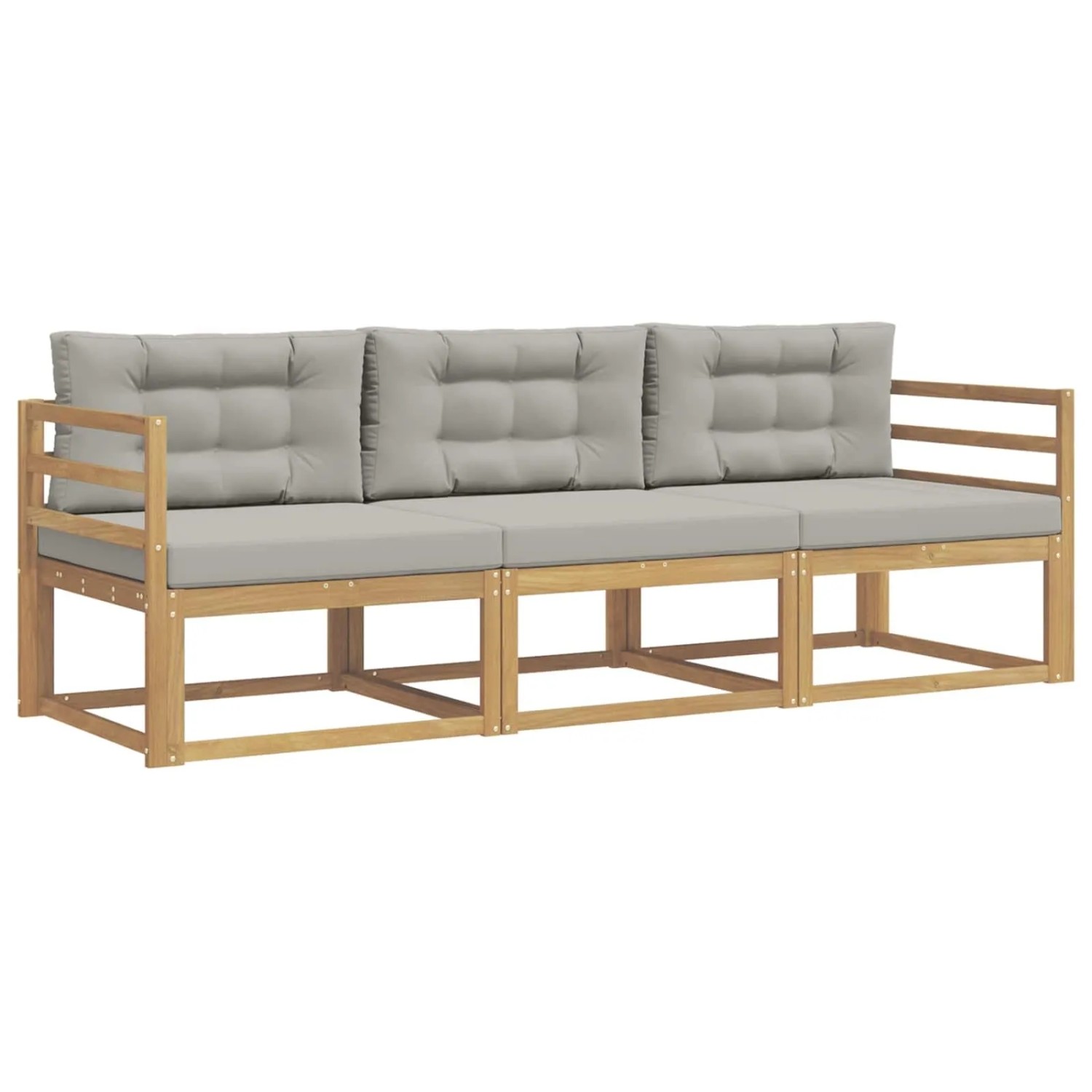 vidaXL Outdoor-Sofagarnitur 3 Stk Weiß und Hellgrau Polyester 3385975