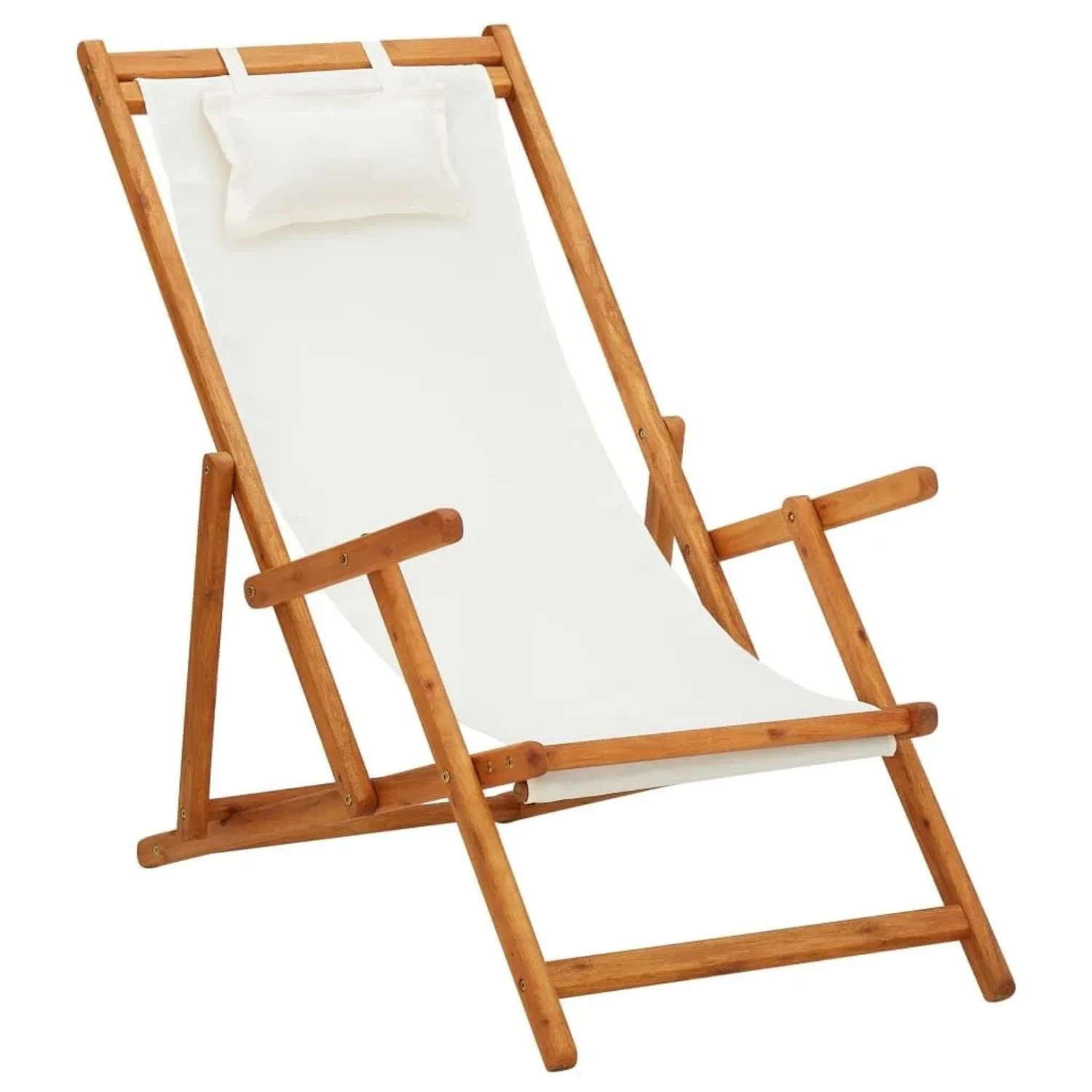 vidaXL Klappbarer Strandstuhl Eukalyptus Massivholz und Stoff Creme 310311