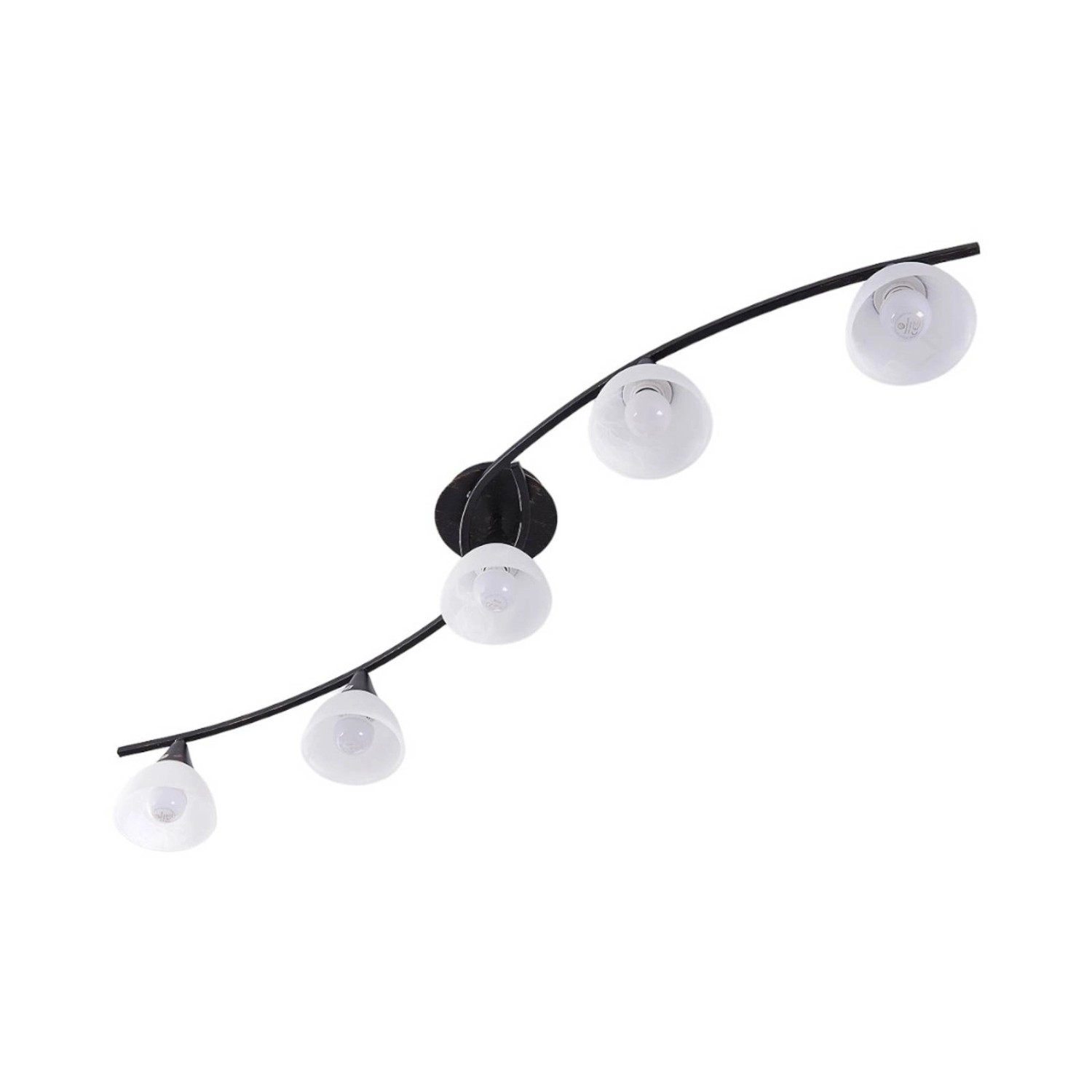 Lindby Deckenlampe Della 9620972 Landhaus Vintage Rustikal in Schwarz aus Glas 5-flammig E14 Wohnzimmerleuchte