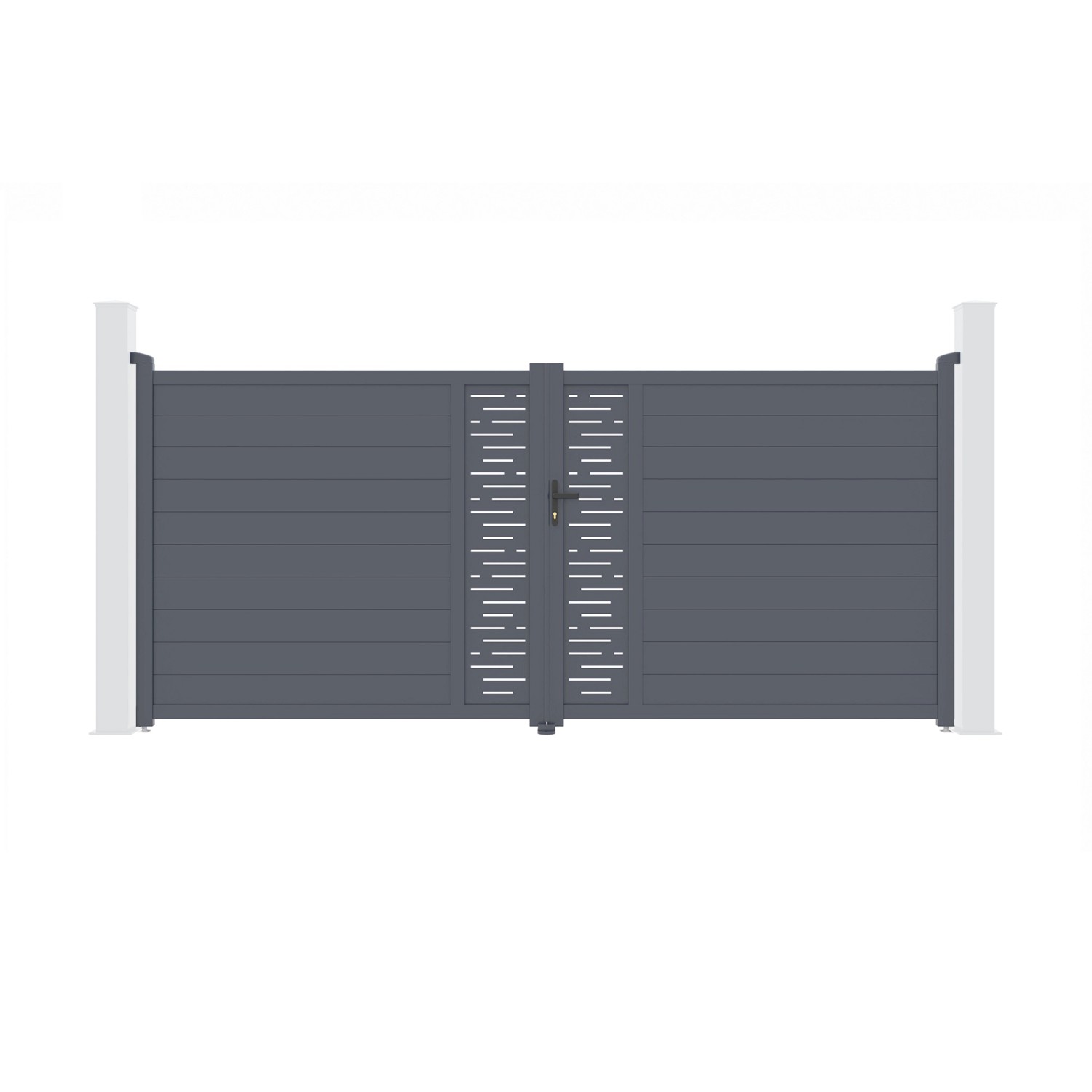 Casanoov Flügeltor 4M Arlberg H 180Cm & 2 Pfosten H 190Cm Aluminium Grau günstig online kaufen