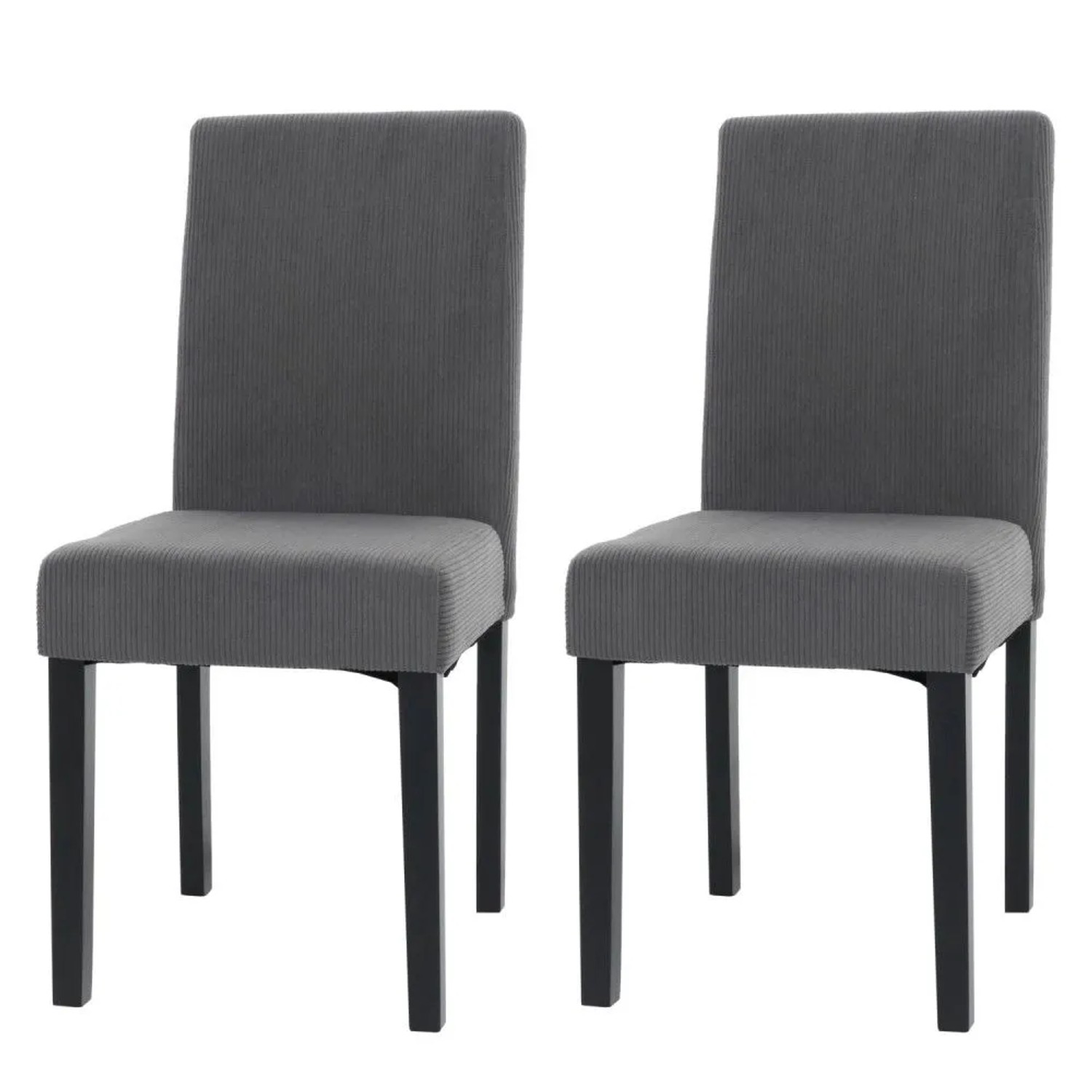 MCW Esszimmerstuhl Littau Cord 2er-Set Dunkelgrau Dunkle Beine