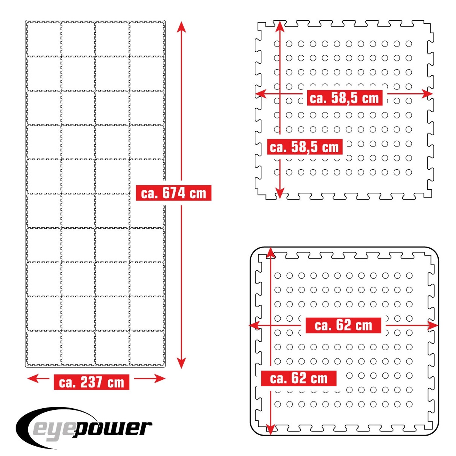 Produktabbildung: eyepower Poolmatte, 44er Set, grüne Bodenmatten mit Maßen für Poolfolien.
