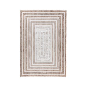 Moderner MeGusta Kurzflor Teppich Carmen in Braun und Beige, 120x170 cm.