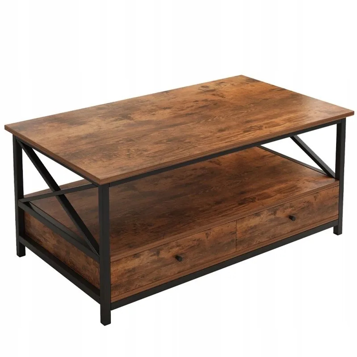 Rebiko Bank Holztisch Loft Industrial Schubladen Wohnzimmer Tisch 100 cm