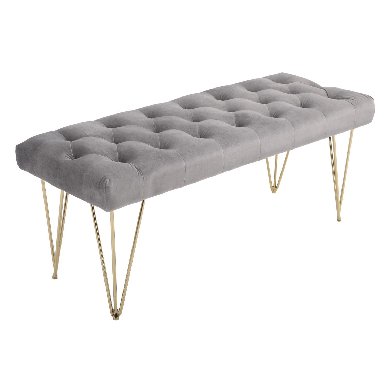 HOMCOM Sitzbank mit Samtoptik für Schlafzimmer Metall Grau 116 x 44 5 x 49 cm