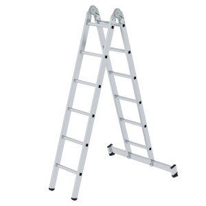 PROREGAL 2-teilige Klappleiter aus Aluminium mit Traverse, 2x6 Sprossen.