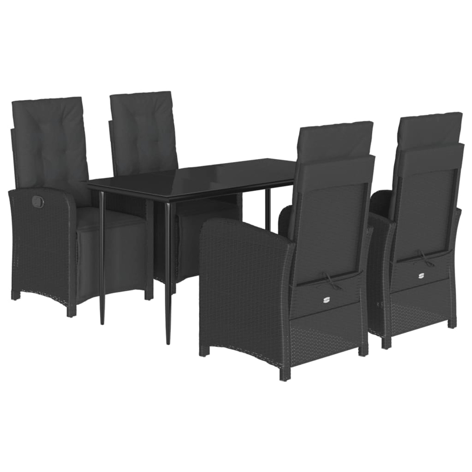 vidaXL 5-Tlg Garten-Essgruppe mit Kissen Schwarz Poly Rattan 3212530 günstig online kaufen