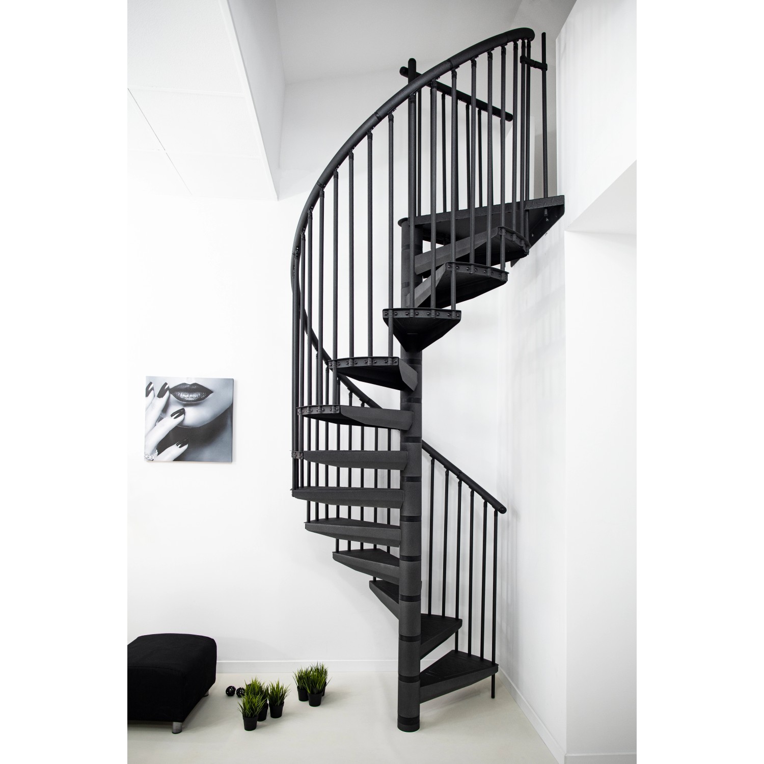 Minka Spindeltreppe Rondo Color Anthrazit Ø 140 cm Geschosshöhe bis 300 cm günstig online kaufen