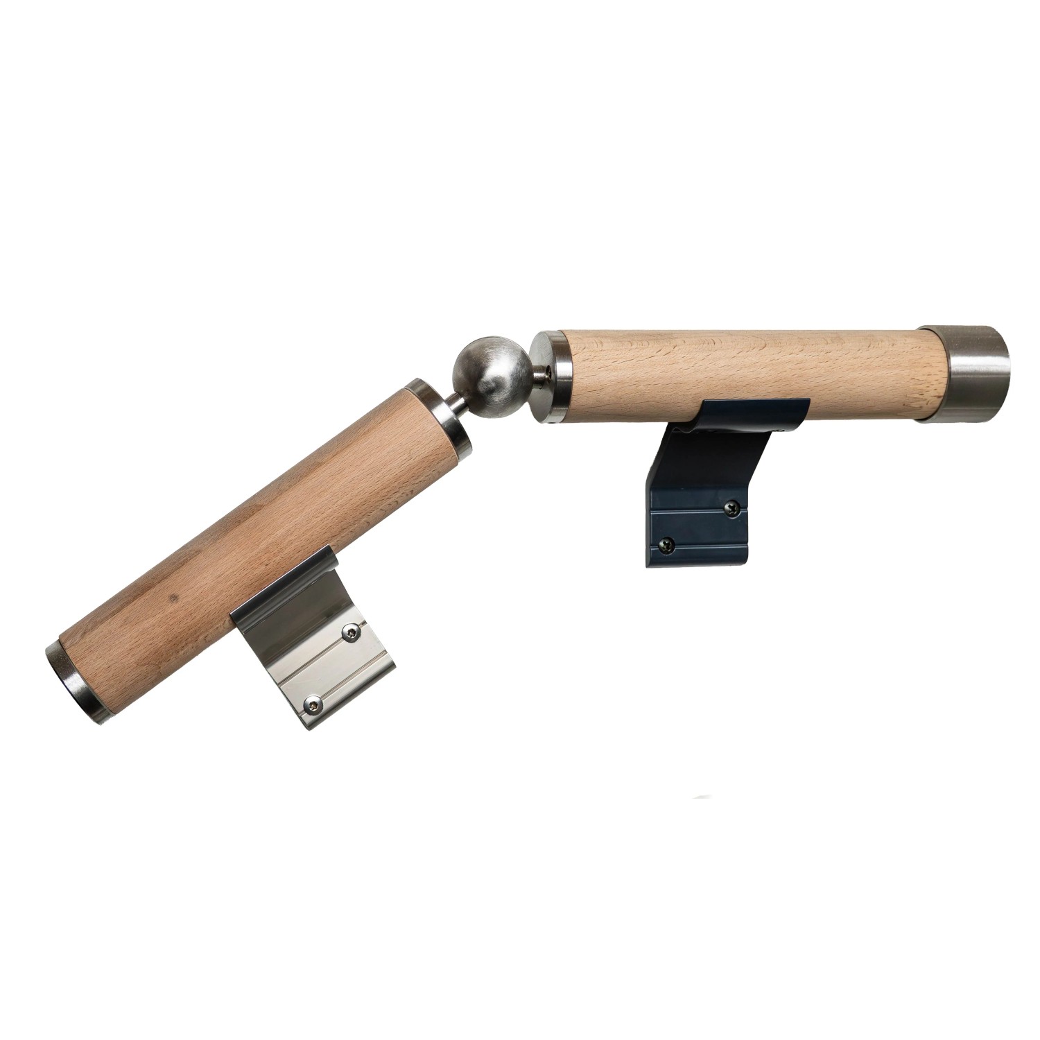 Handlaufkonsole 2er Set für Holzhandlauf (Ø 52mm) zur Wandmontage, Aluminium.