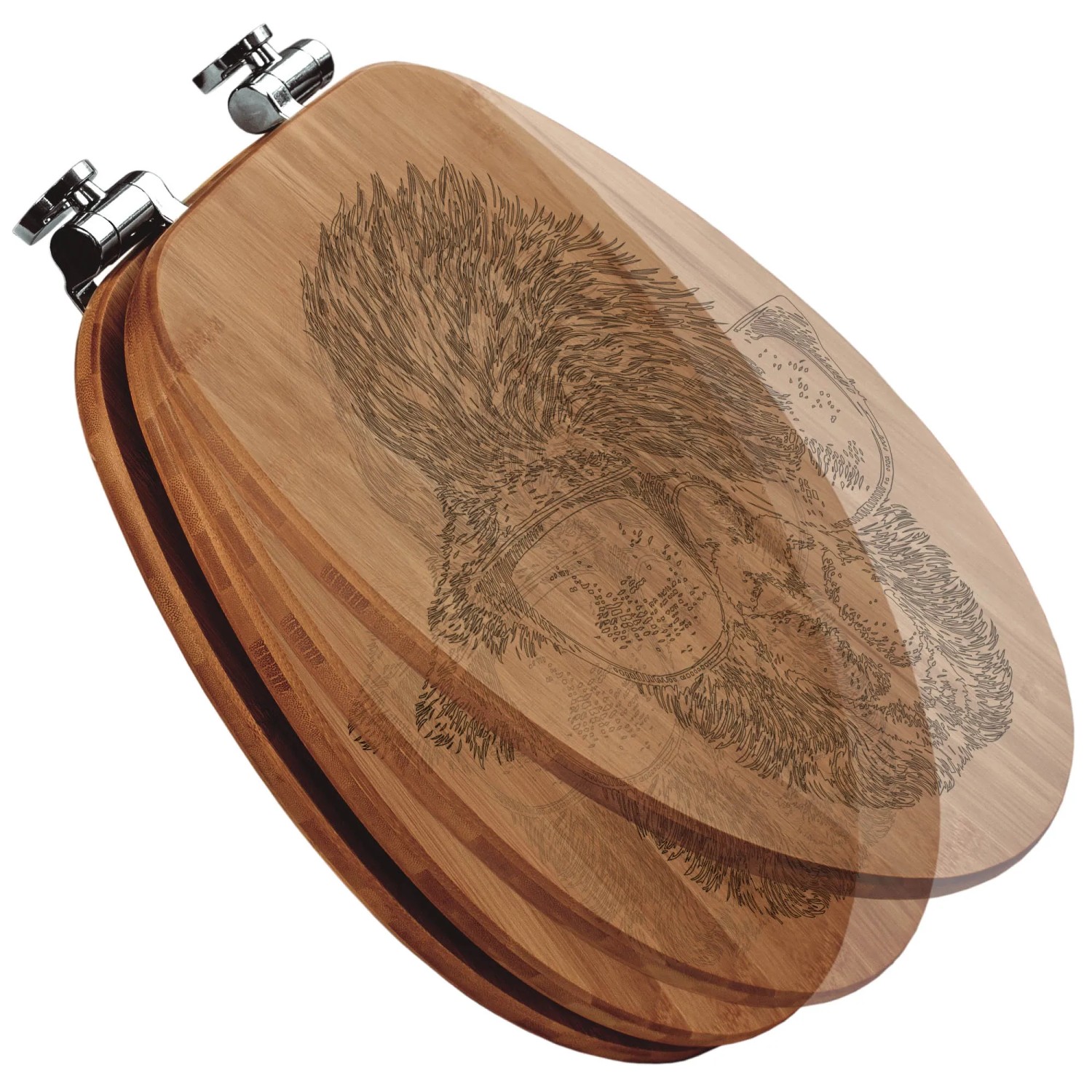 Banjado WC-Sitz aus Bambus mit Lama-Gravur. Toilettendeckel mit Absenkautomatik.