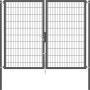 Anthrazitfarbenes Doppeltor Flexo Plus 250x200 cm mit Pfosten für Gartenzäune.