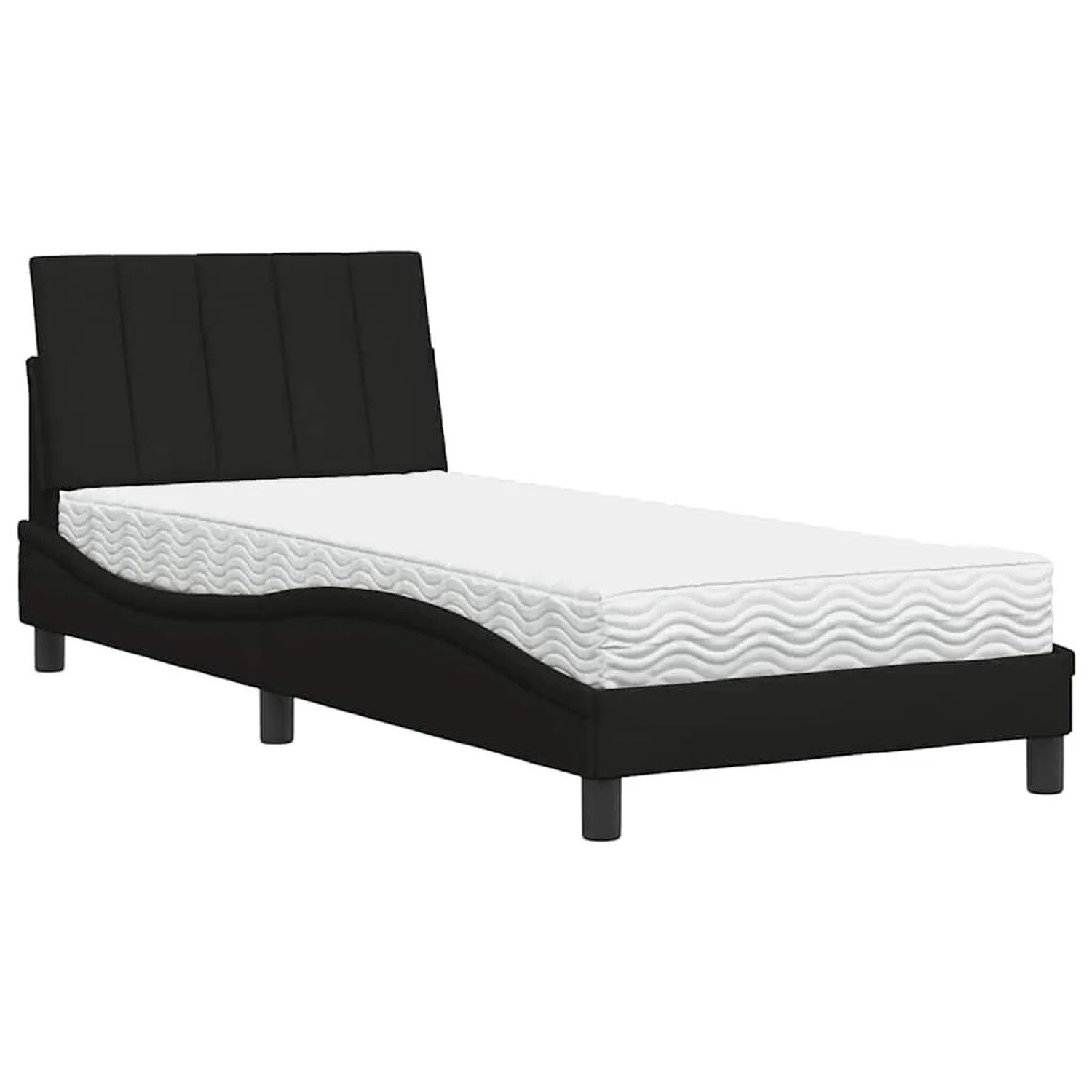 vidaXL Bett mit Matratze Hanko Schwarz 90x200 cm Stoff 3310505