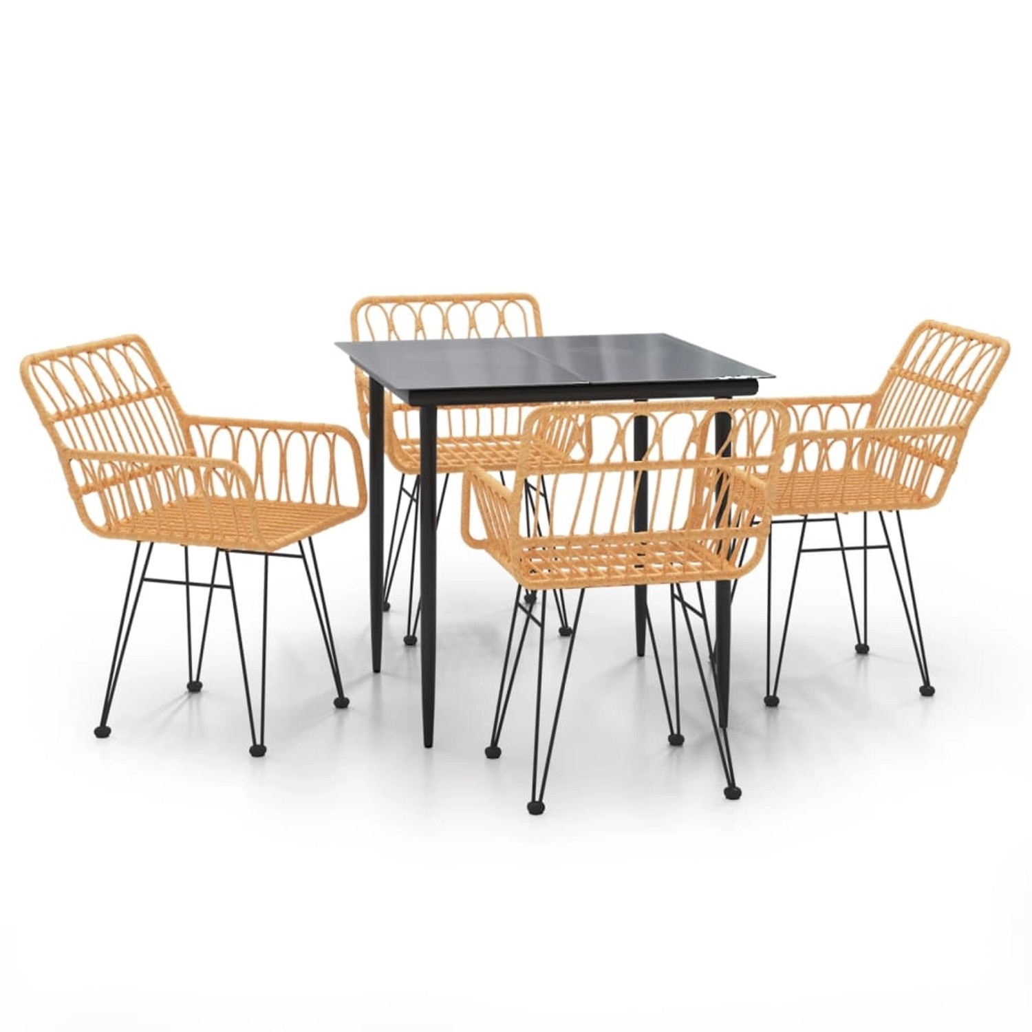 vidaXL 5-Tlg Garten-Essgruppe Poly Rattan 3157846