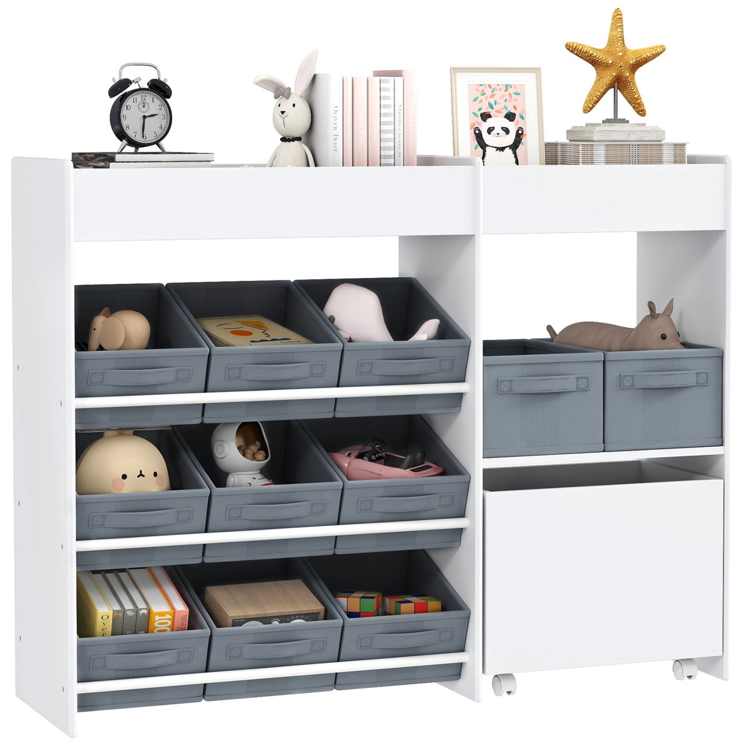 AIYAPLAY Kinderregal  MDF Vliesstoff Weiß 105L x 30B x 80H cm günstig online kaufen