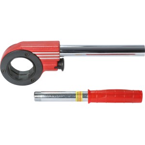 Rothenberger SuperCut Kluppenknarre, 2-teilig, mit rotem Ratschenhebel zum Gewindeschneiden.