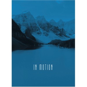 Blaues Komar Wandbild „Word Lake Blue“ (30x40 cm) mit Bergsee-Motiv.