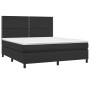 Schwarzes vidaXL Boxspringbett 180x200 cm mit Kunstlederbezug und Matratze.