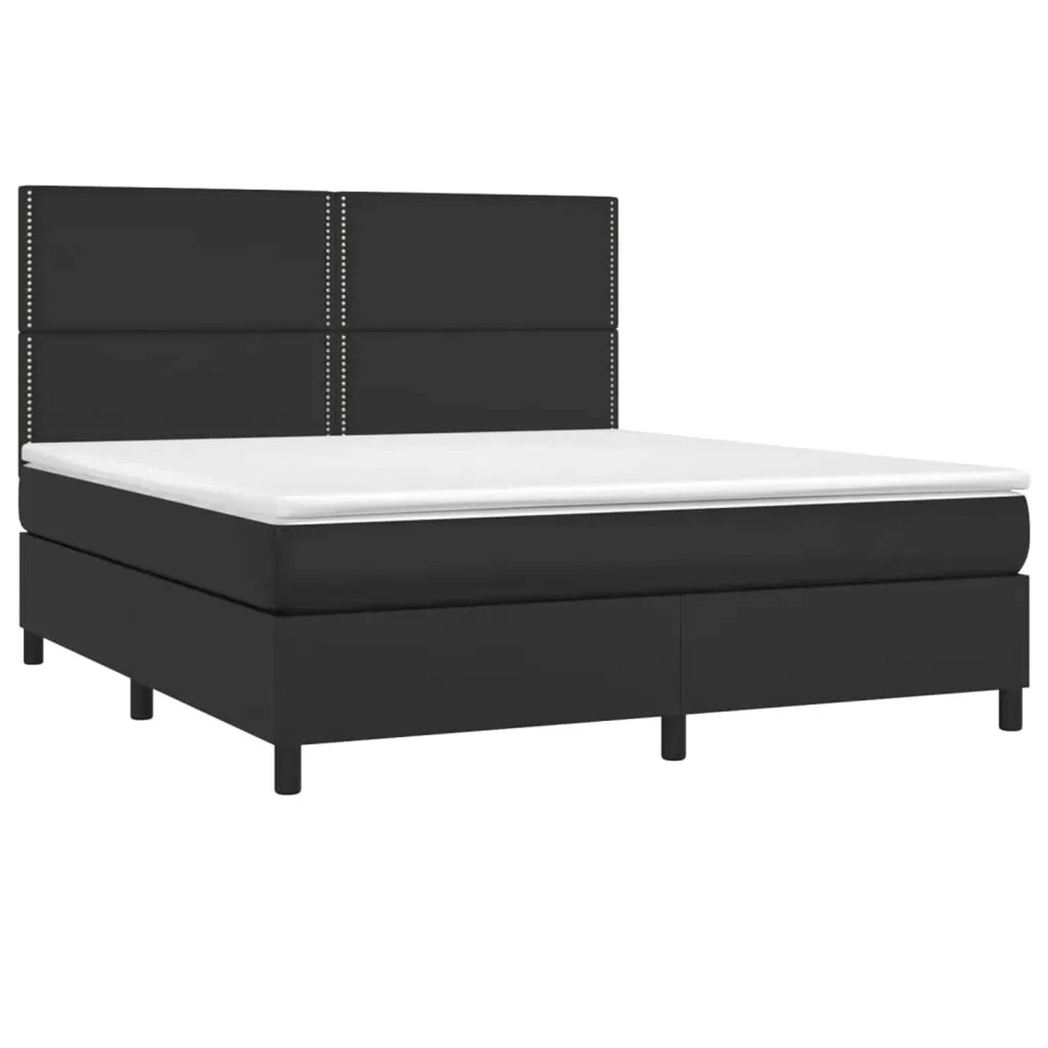 Schwarzes vidaXL Boxspringbett 180x200 cm mit Kunstlederbezug und Matratze.