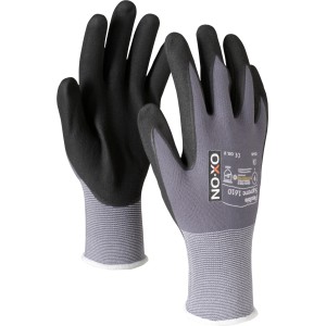 OX-ON Handschuhe Flexible Supreme 1610, grau/schwarz, Größe 6. Arbeitskleidung für optimalen Schutz.