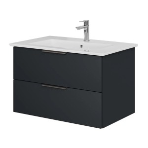 Steinkamp Waschtischunterschrank Living 2.0, schwarz matt, mit Villeroy & Boch Venticello Waschtisch.