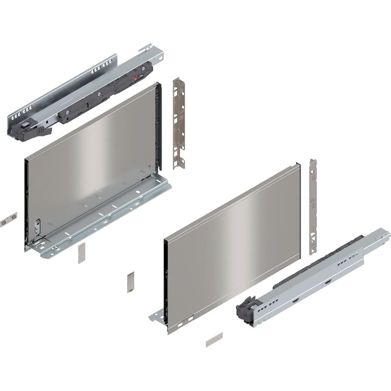 Blum Legrabox Pure Set Höhe F Tip-On Vollauszug 400 mm 40 kg Inox 1 Paar