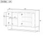 Skizze: PXloue Buffetschrank, Sideboard mit Maßen, 4-türig, für Ess- und Wohnzimmer, Küche.