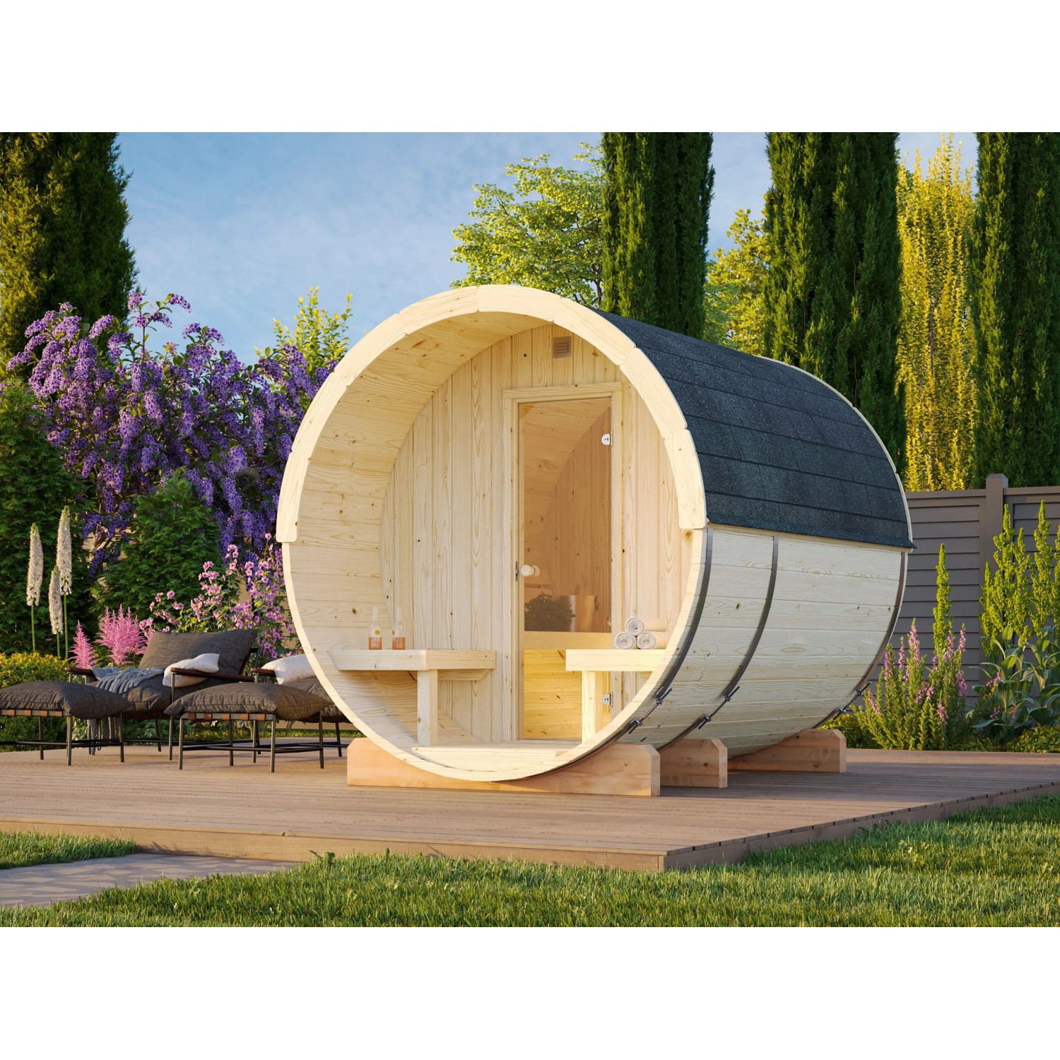 Palmako Saunafass Anita 1,3 m² x 0,7 m² Natur / Unbehandelt günstig online kaufen