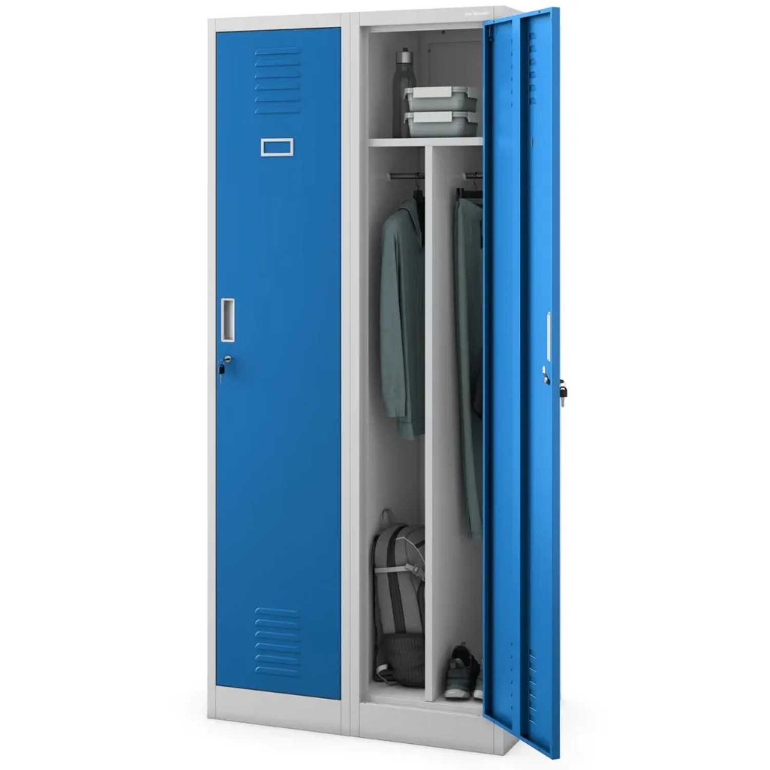 JAN NOWAK Umkleideschrank Spind KACPER 2 Abteile 180 x 80 x 50 cm Grau-Blau
