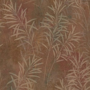 Braune Vliestapete mit goldenen Blättern als Mustertapete für Wohn- und Esszimmer.