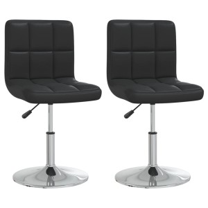 2er Set Esszimmerstühle, schwarz, Kunstleder, höhenverstellbar und drehbar.