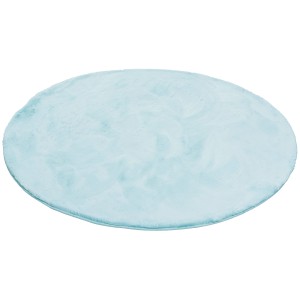 Runder, türkisfarbener Fellteppich (80x80cm) von Pergamon, super soft und luxuriös.