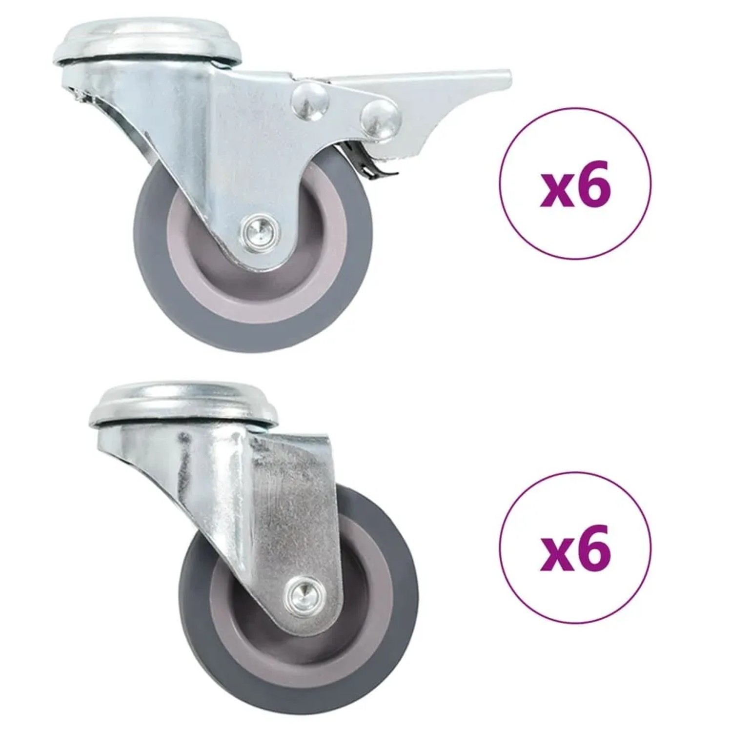 vidaXL 12 Stk Lenkrollen mit Rückenloch 50 mm 277882