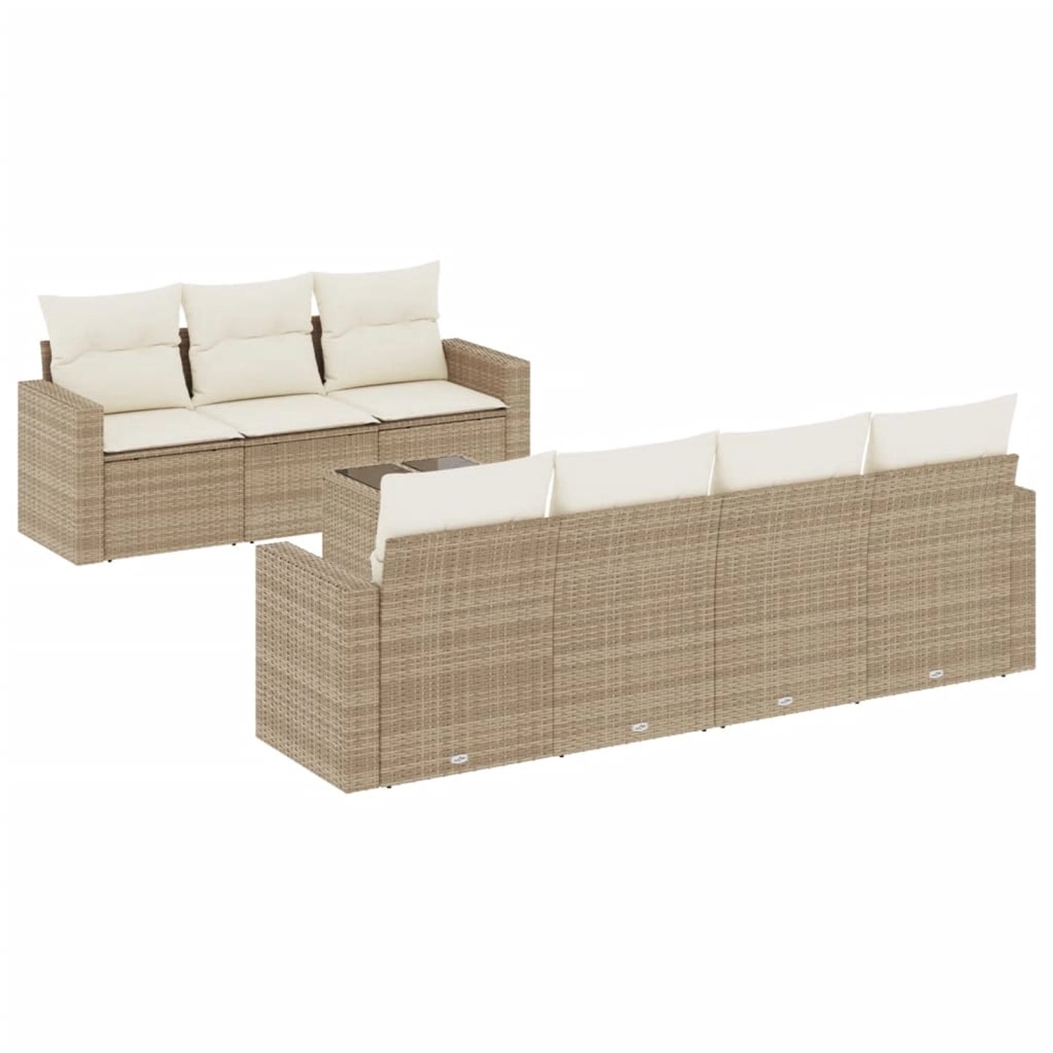vidaXL 8-Tlg Garten-Sofagarnitur mit Kissen Beige Poly Rattan 3218718 günstig online kaufen