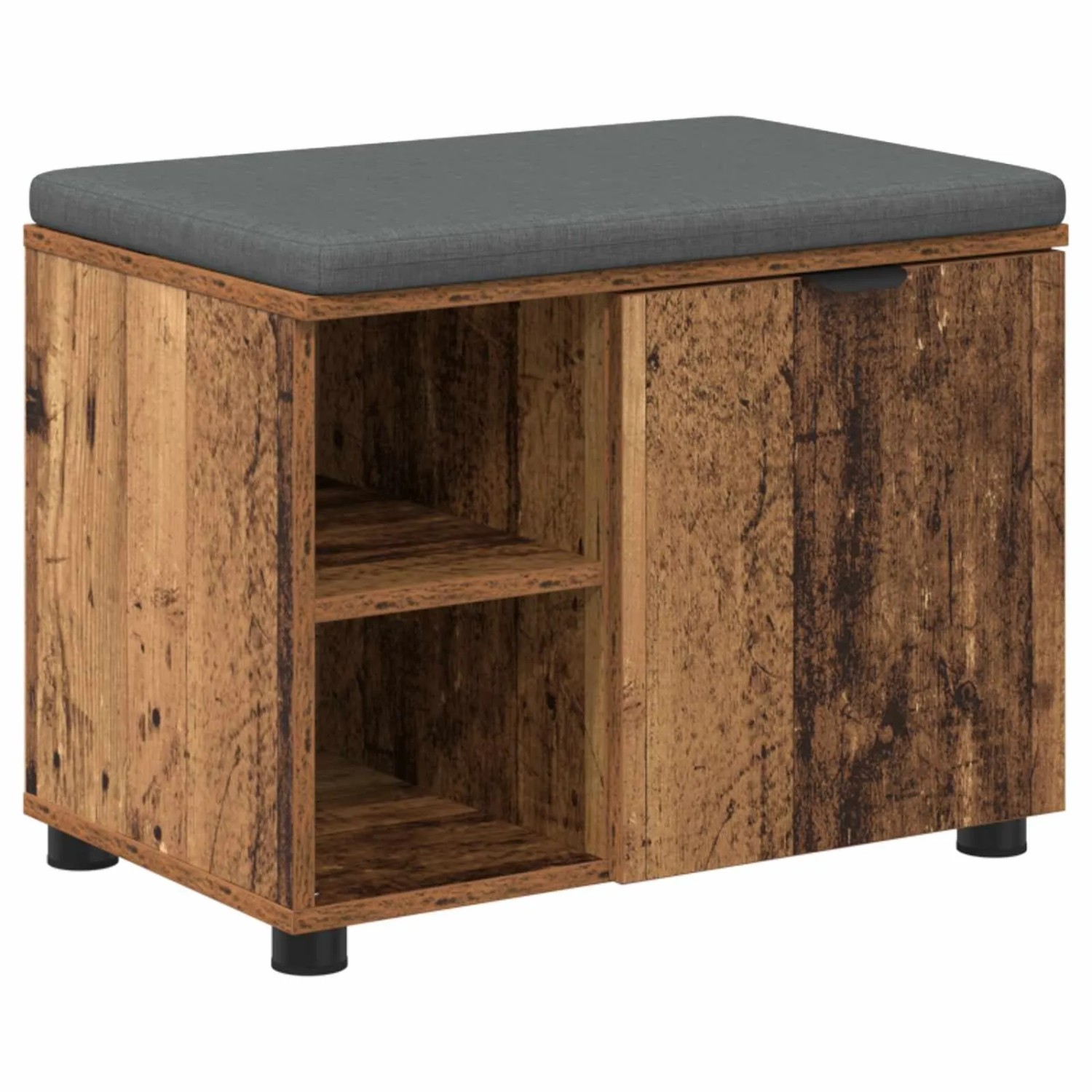 vidaXL Flurbank mit Kissen mit Regal mit Tür Altholz 60 x 38 x 46 cm 891502