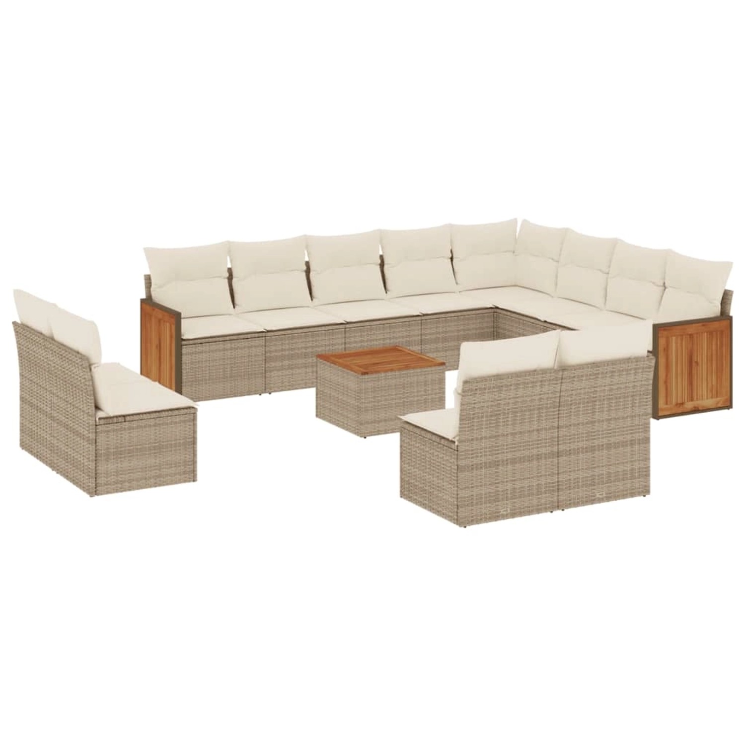 vidaXL 13-Tlg Garten-Sofagarnitur mit Kissen Beige Poly Rattan 3260560 günstig online kaufen
