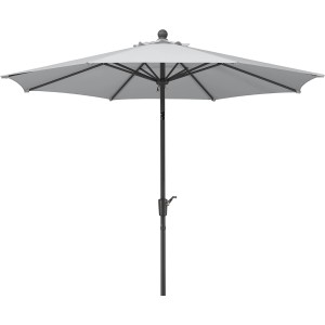Schneider Marktschirm, Ø 270 cm, silbergrau, mit Kurbel. Sonnenschirm für Garten und Balkon.