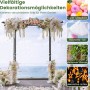 Costway Rosenbogen aus Metall, dekoriert mit Blumen und Lichtern, ideal als Rankhilfe und Gartendeko.