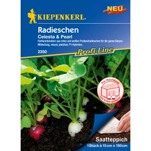 Kiepenkerl Radieschen Celesta & Pearl Saatteppich mit roten und weißen Radieschen.