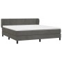 Dunkelgraues vidaXL Boxspringbett mit Matratze, 160x200 cm, Samtbezug.