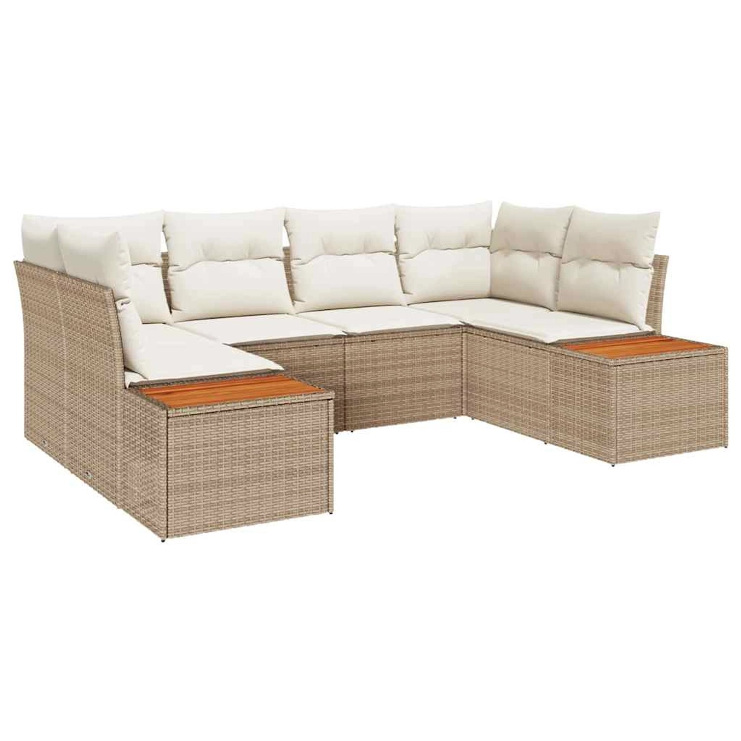 vidaXL Garten-Sofa-Set mit Kissen 6-Tlg Beige Poly Rattan 3348157 günstig online kaufen